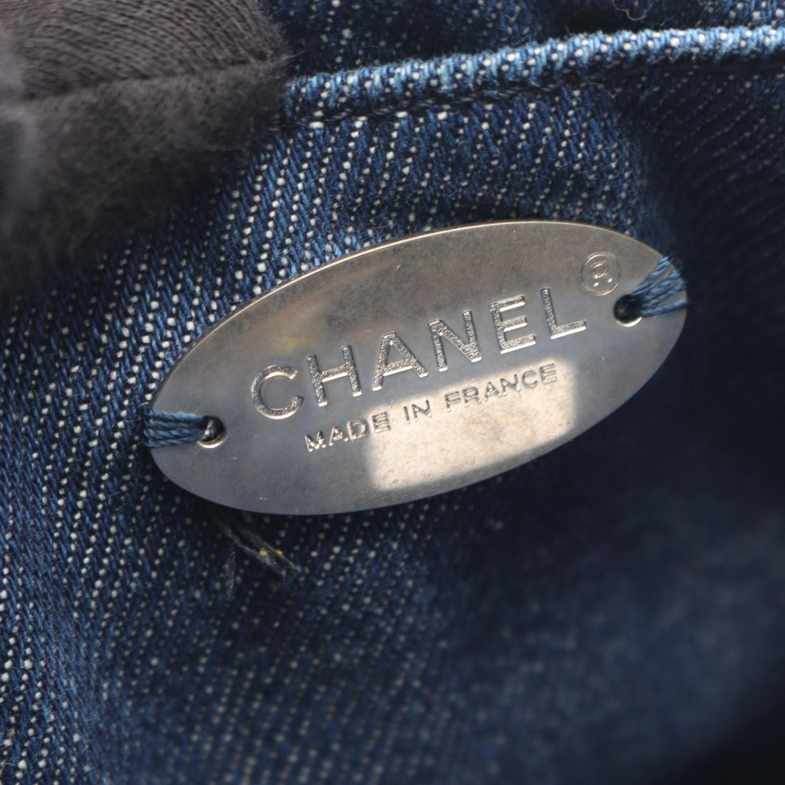 Chanel Shoulder Bag Quilted Round Flap Denim Blue Pink Chain — view 4