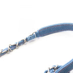 Chanel Shoulder Bag Quilted Round Flap Denim Blue Pink Chain — view 8