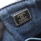 Chanel Shoulder Bag Quilted Round Flap Denim Blue Pink Chain — view 5