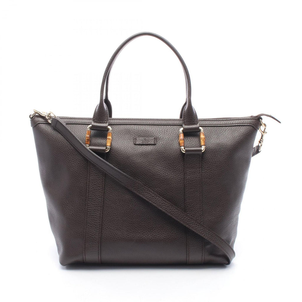 Gucci Tote 2-Way Brown Leather Bamboo