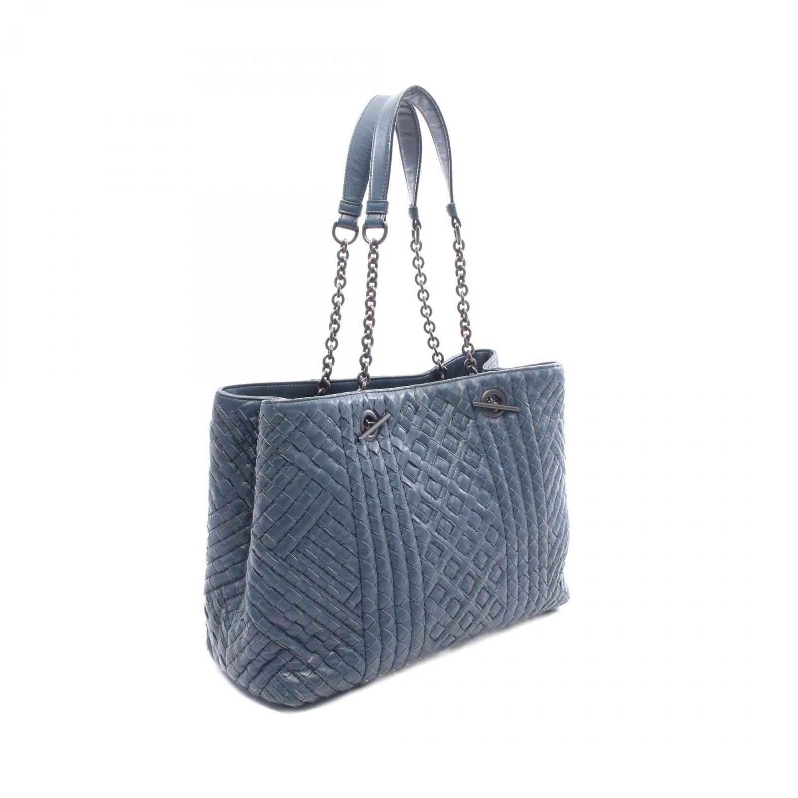 Bottega Veneta Shoulder Bag Intrecciato Navy Leather Chain — view 2