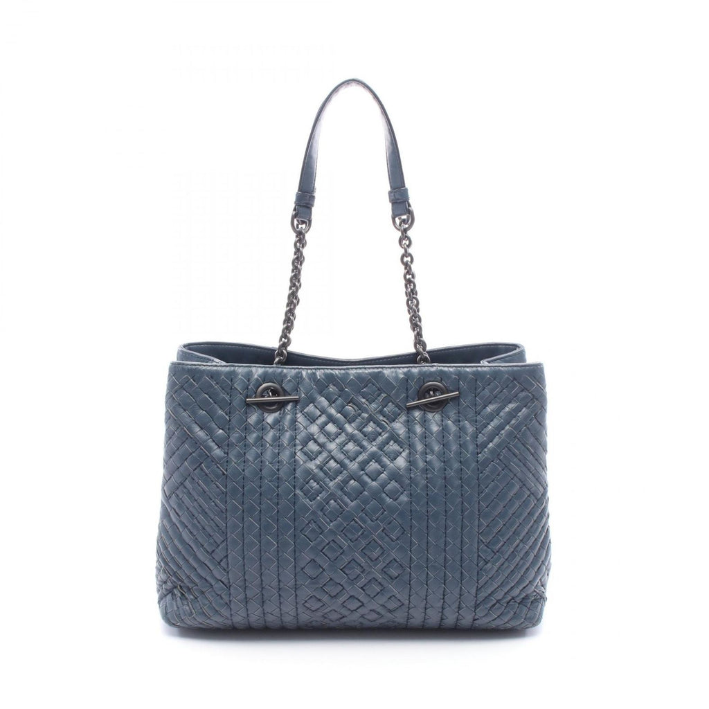 Bottega Veneta Shoulder Bag Intrecciato Navy Leather Chain