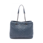 Bottega Veneta Shoulder Bag Intrecciato Navy Leather Chain