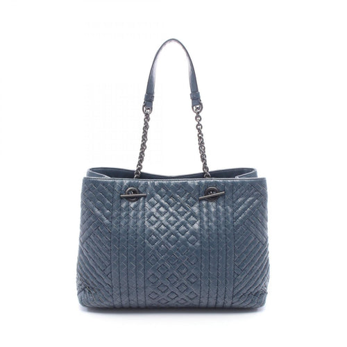 Bottega Veneta Shoulder Bag Intrecciato Navy Leather Chain