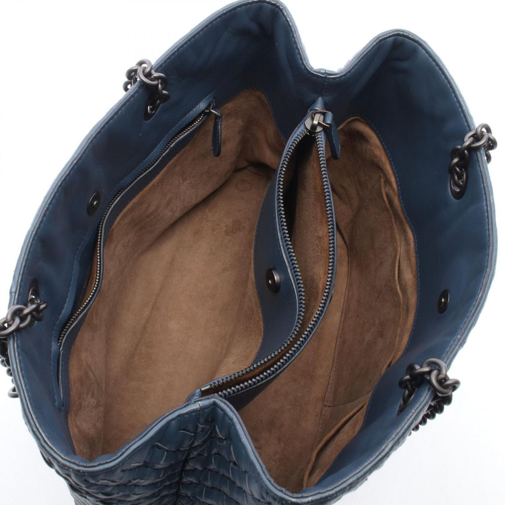 Bottega Veneta Shoulder Bag Intrecciato Navy Leather Chain — view 3