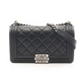 Chanel Shoulder Bag Boy Black Lambskin Boy Chain