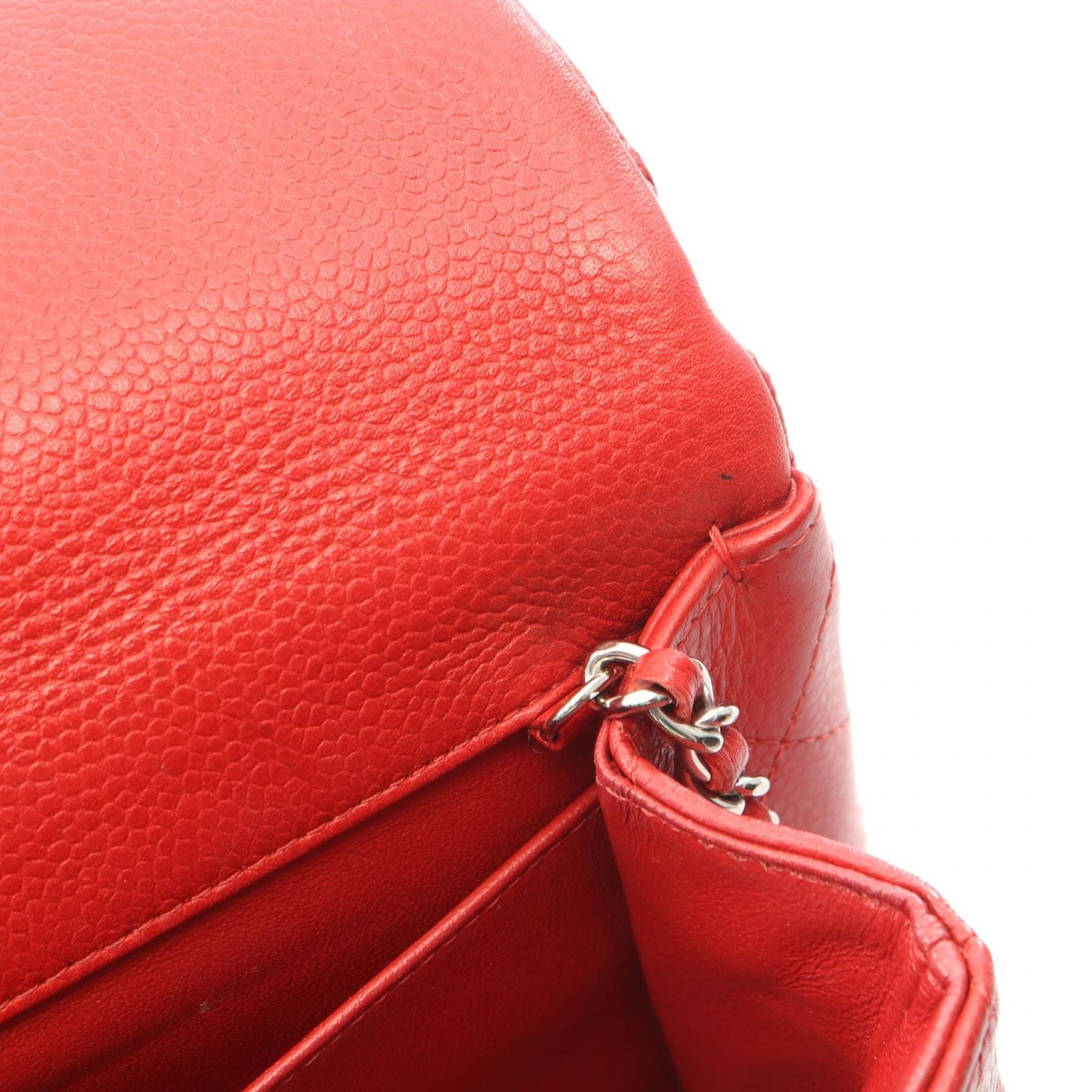 Chanel Shoulder Bag Quilted Red Caviar Leather Chain Clutch — view 6