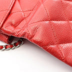Chanel Shoulder Bag Quilted Red Caviar Leather Chain Clutch — view 8