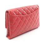 Chanel Shoulder Bag Quilted Red Caviar Leather Chain Clutch — view 2