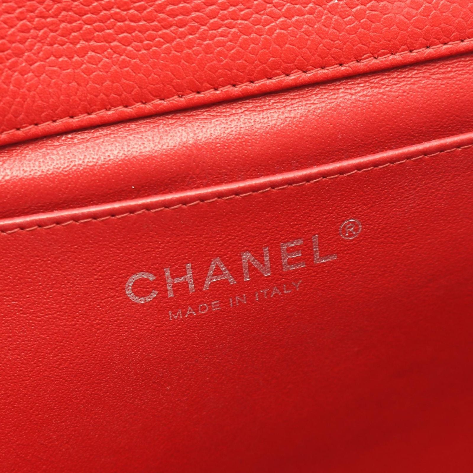 Chanel Shoulder Bag Quilted Red Caviar Leather Chain Clutch — view 4