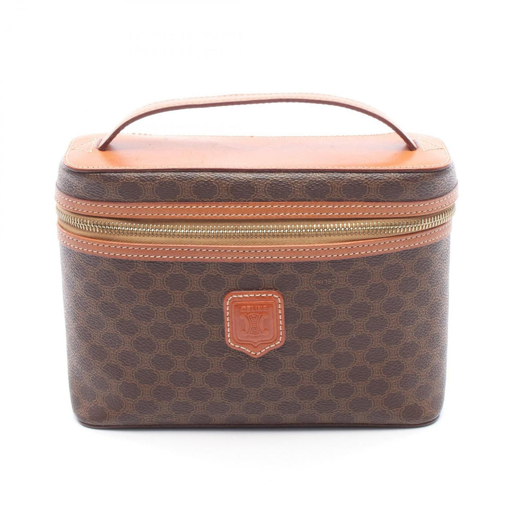 Celine Handbag Macadam Brown Canvas Leather Vanity