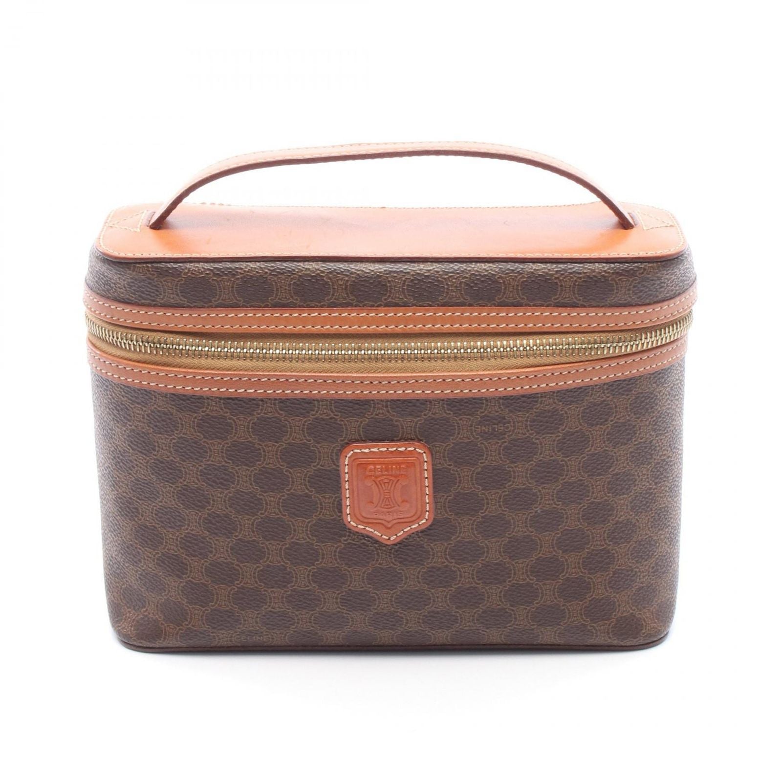 Celine Handbag Macadam Brown Canvas Leather Vanity