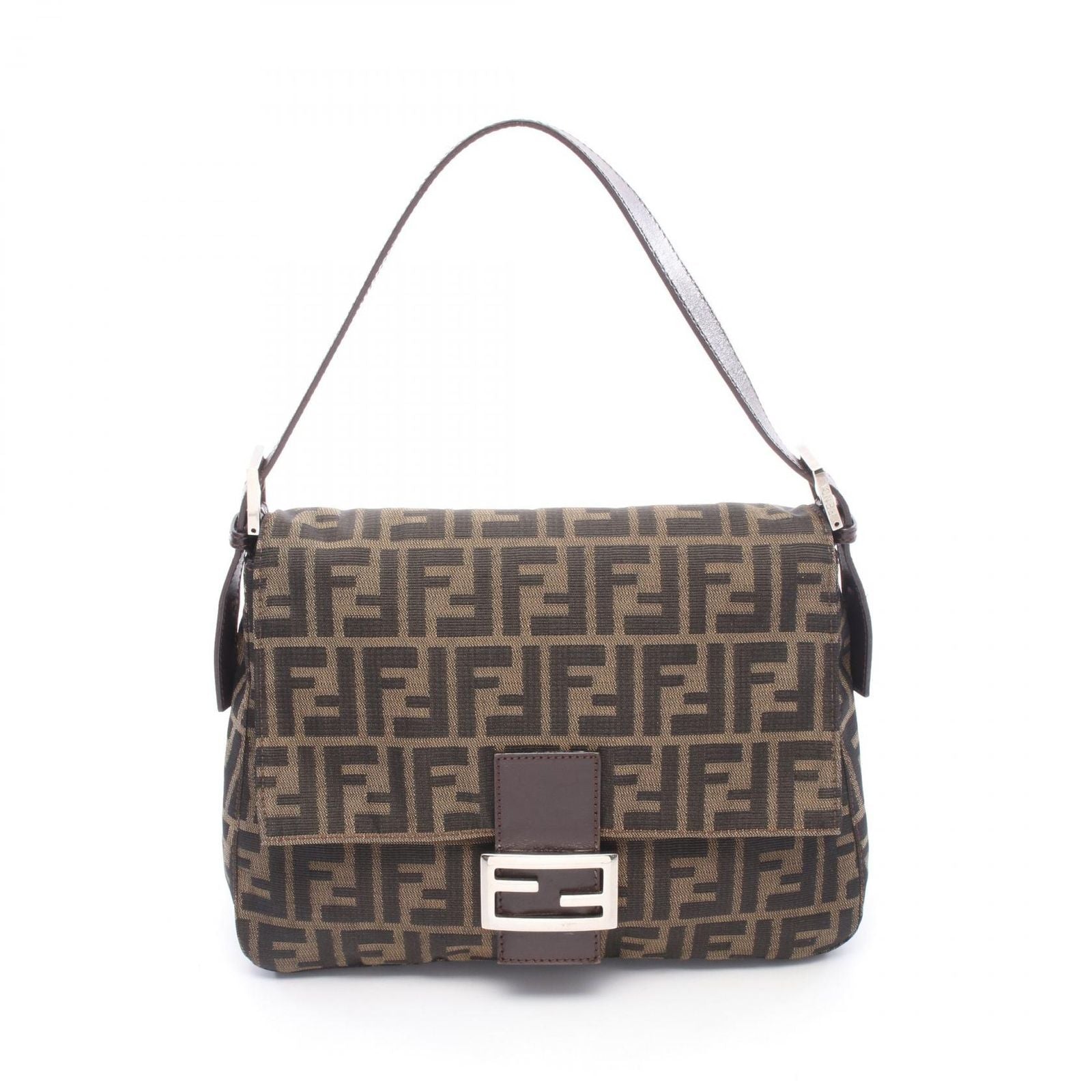 Fendi Handbag Mamma Bucket Zucca Brown Canvas Leather