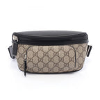 Gucci Waist Bag GG Supreme Beige Black Canvas Leather