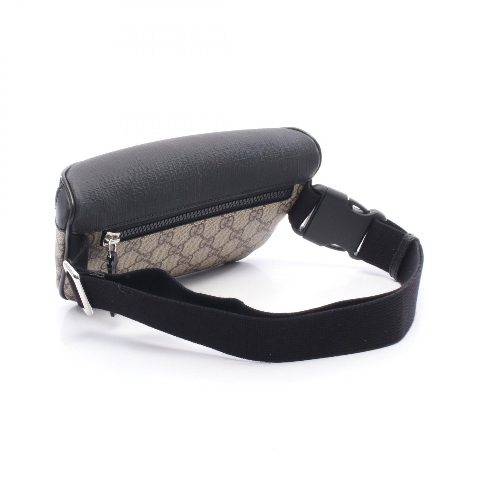 Gucci Waist Bag GG Supreme Beige Black Canvas Leather — view 2