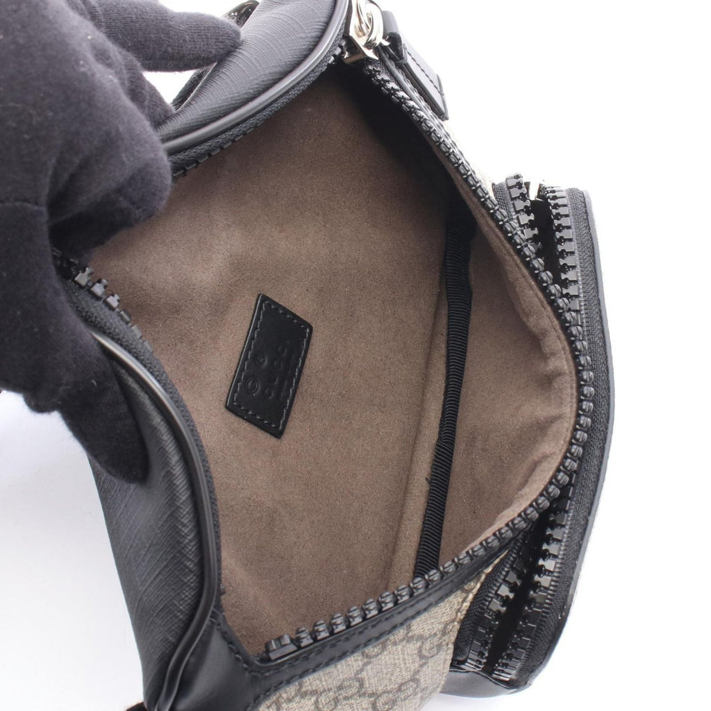 Gucci Waist Bag GG Supreme Beige Black Canvas Leather — view 3
