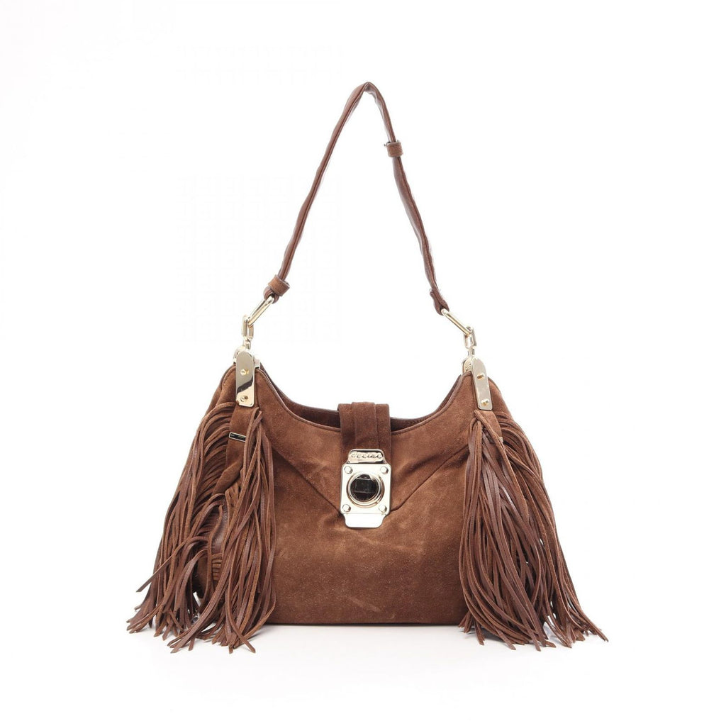 Celine Shoulder Bag Fringe Brown Suede
