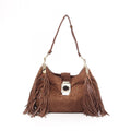 Celine Shoulder Bag Fringe Brown Suede