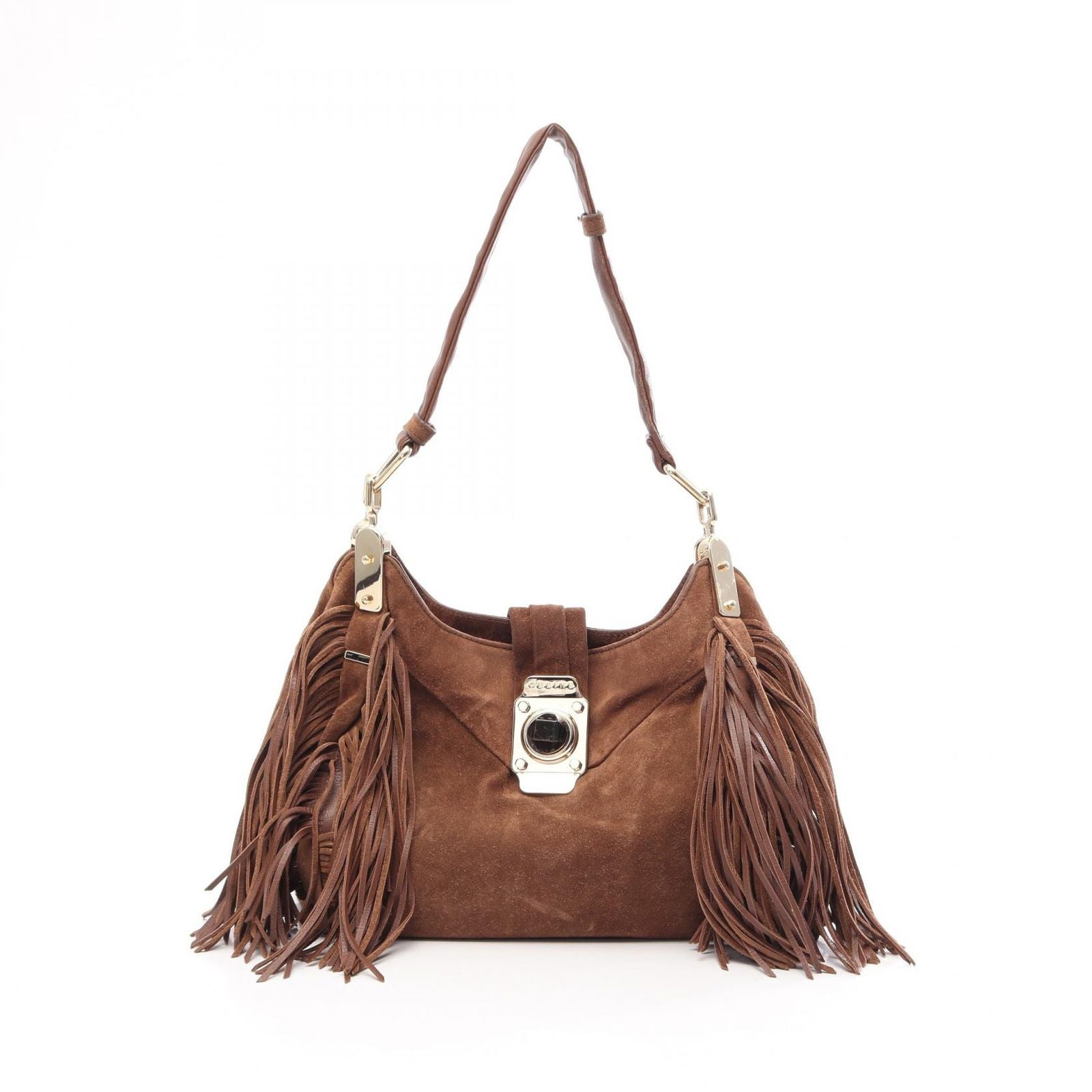 Celine Shoulder Bag Fringe Brown Suede