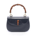 Gucci Handbag Bamboo Navy Leather 2-Way