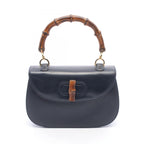 Gucci Handbag Bamboo Navy Leather 2-Way