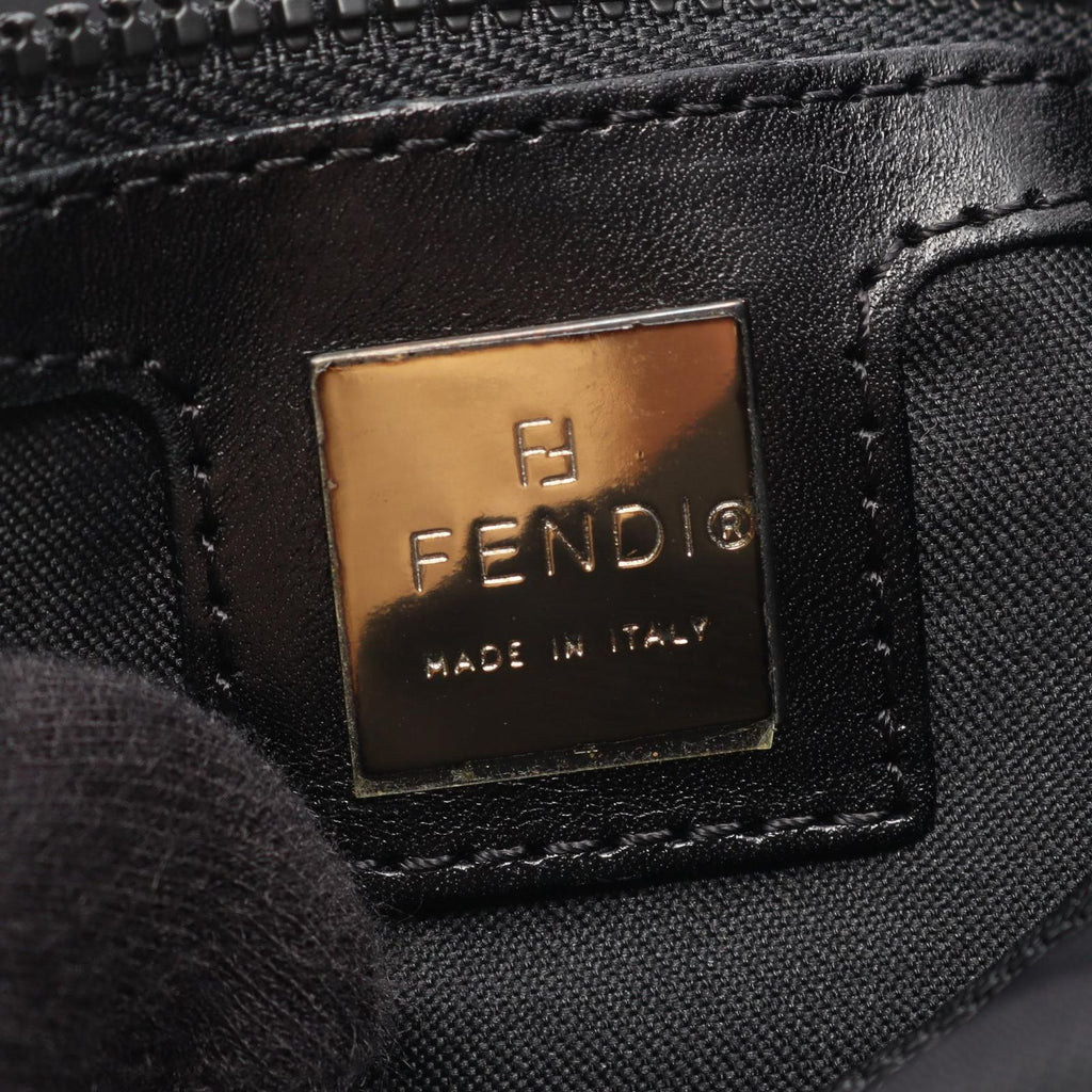 Fendi Shoulder Bag Logo Plate Black Nylon — view 4