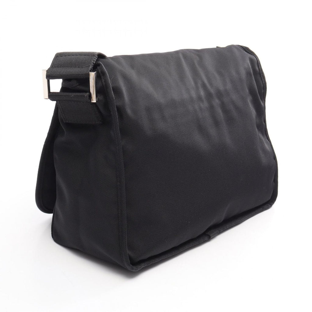 Fendi Shoulder Bag Logo Plate Black Nylon — view 2