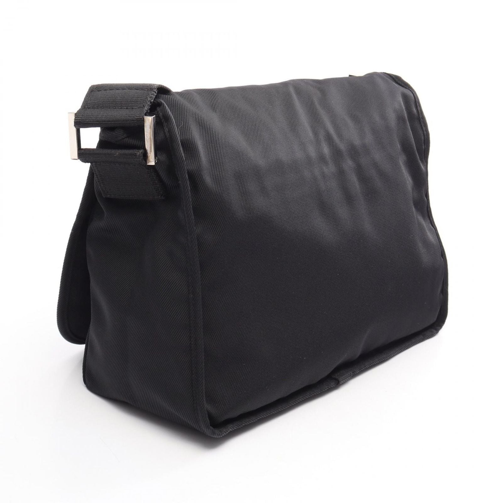 Fendi Shoulder Bag Logo Plate Black Nylon — view 2