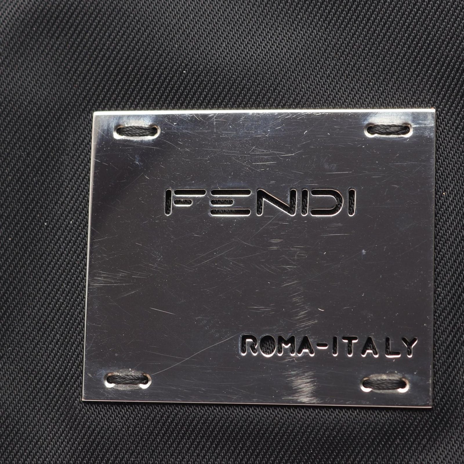 Fendi Shoulder Bag Logo Plate Black Nylon — view 6