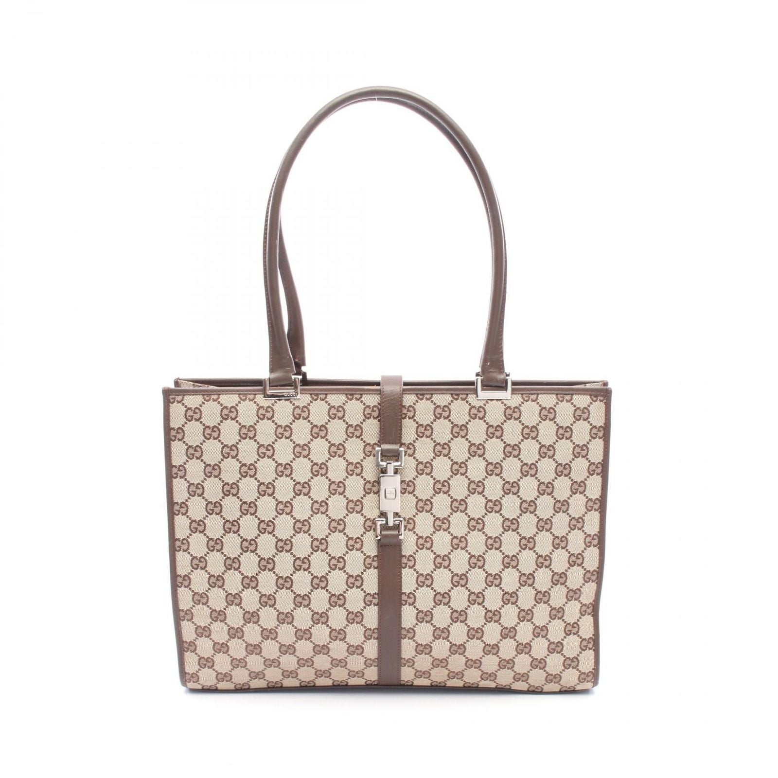 Gucci Tote Bag GG Canvas 002 Beige Brown Jackie