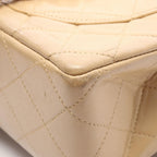 Chanel Shoulder Bag Quilted Double Flap Beige Lambskin Chain — view 8