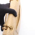 Chanel Shoulder Bag Quilted Double Flap Beige Lambskin Chain — view 6