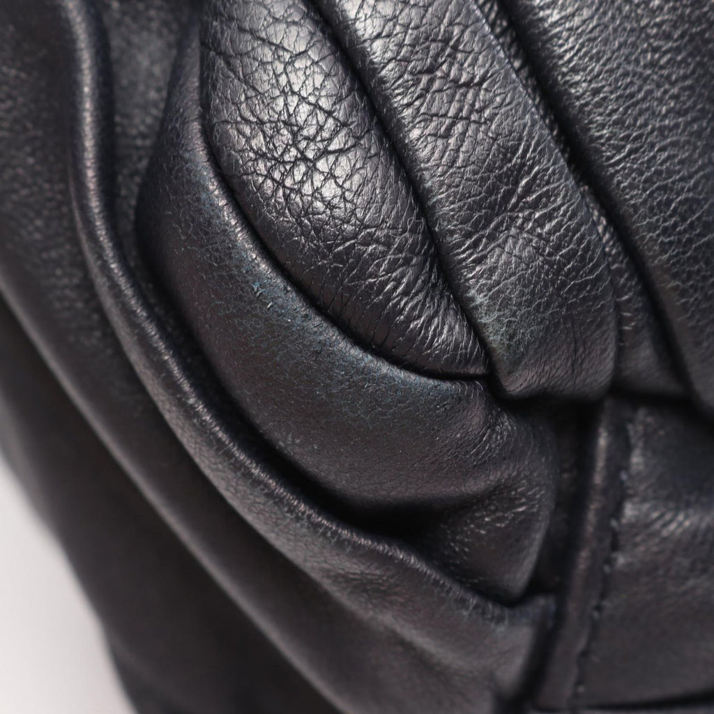 Prada Handbag Gathered 2-Way Navy Leather — view 5