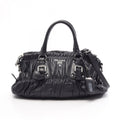 Prada Handbag Gathered 2-Way Navy Leather