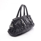 Prada Handbag Gathered 2-Way Navy Leather — view 2