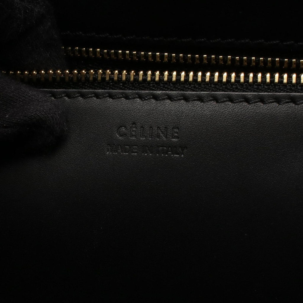 Celine Handbag Tie Knot Mini White Black Leather