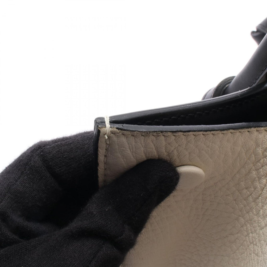 Celine Handbag Tie Knot Mini White Black Leather