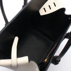 Celine Handbag Tie Knot Mini White Black Leather
