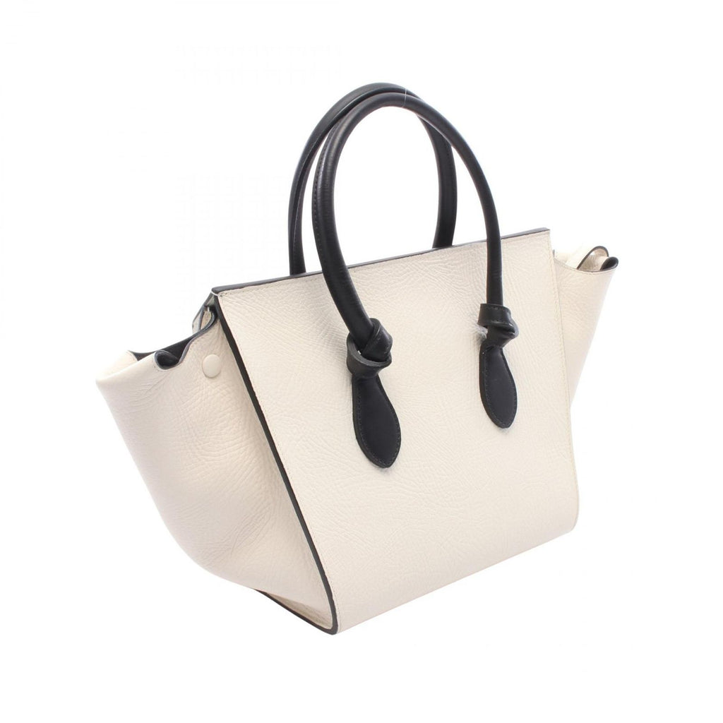 Celine Handbag Tie Knot Mini White Black Leather