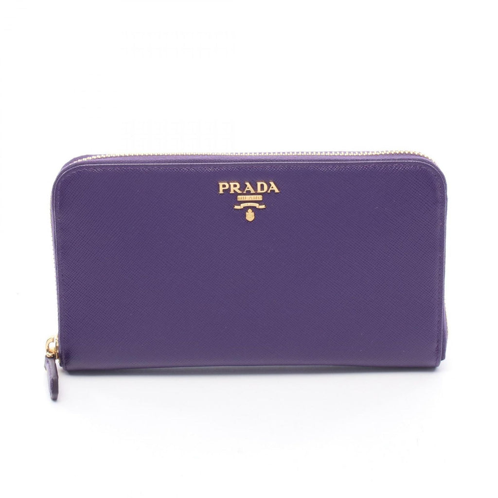 Prada Round Wallet Purple Saffiano Leather
