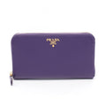 Prada Round Wallet Purple Saffiano Leather