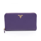 Prada Round Wallet Purple Saffiano Leather