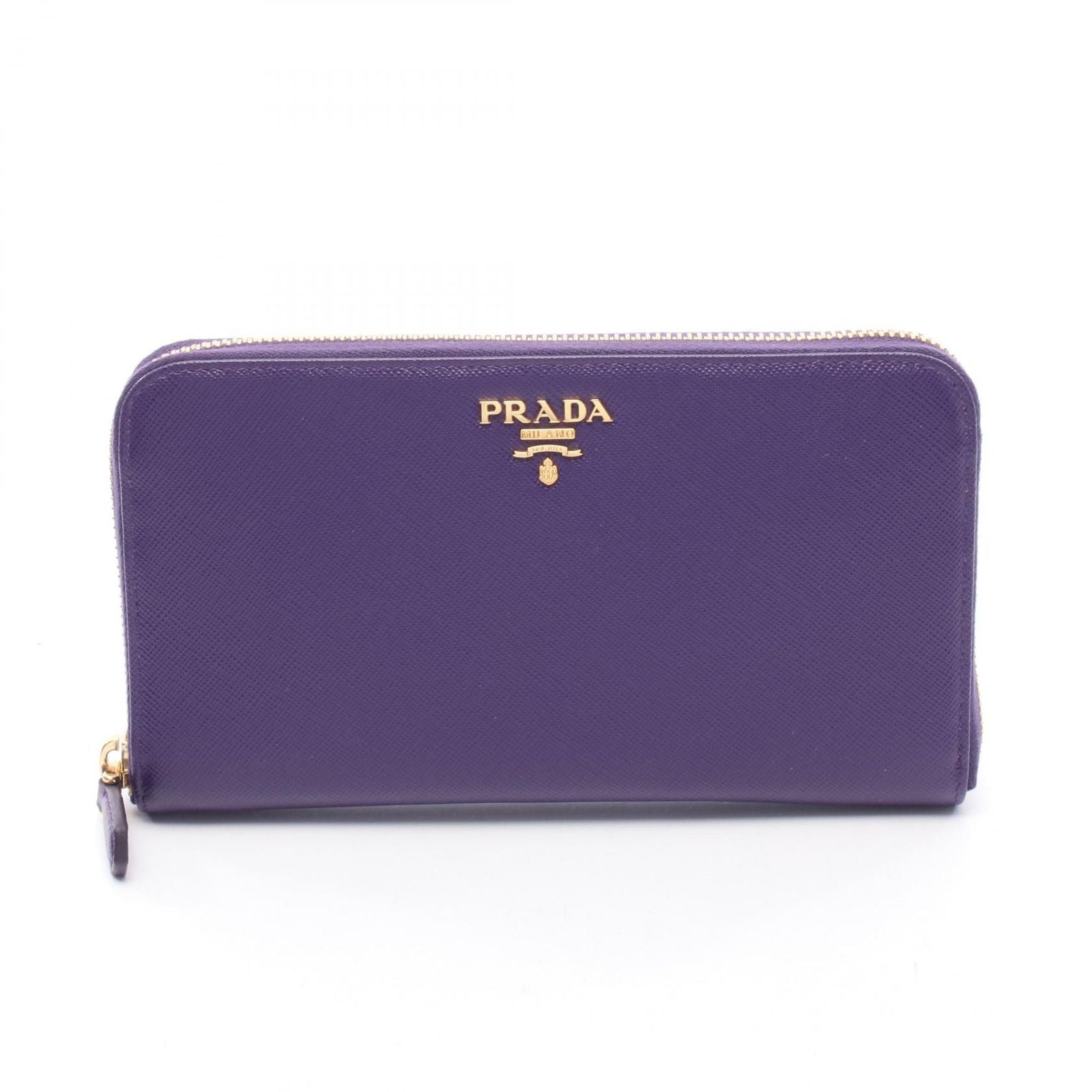 Prada Round Wallet Purple Saffiano Leather
