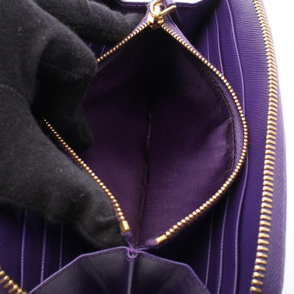 Prada Round Wallet Purple Saffiano Leather