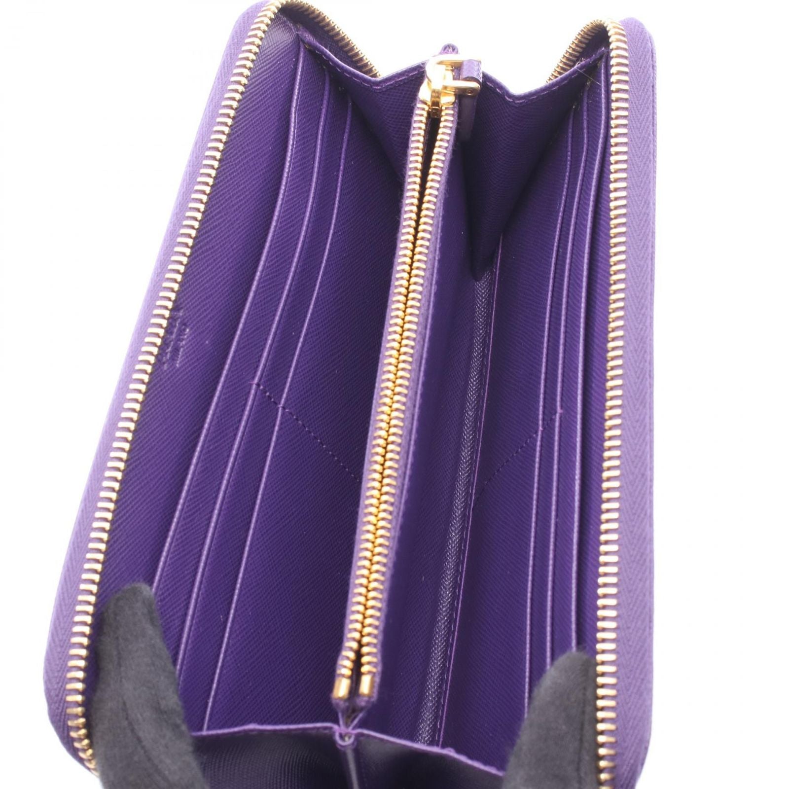 Prada Round Wallet Purple Saffiano Leather