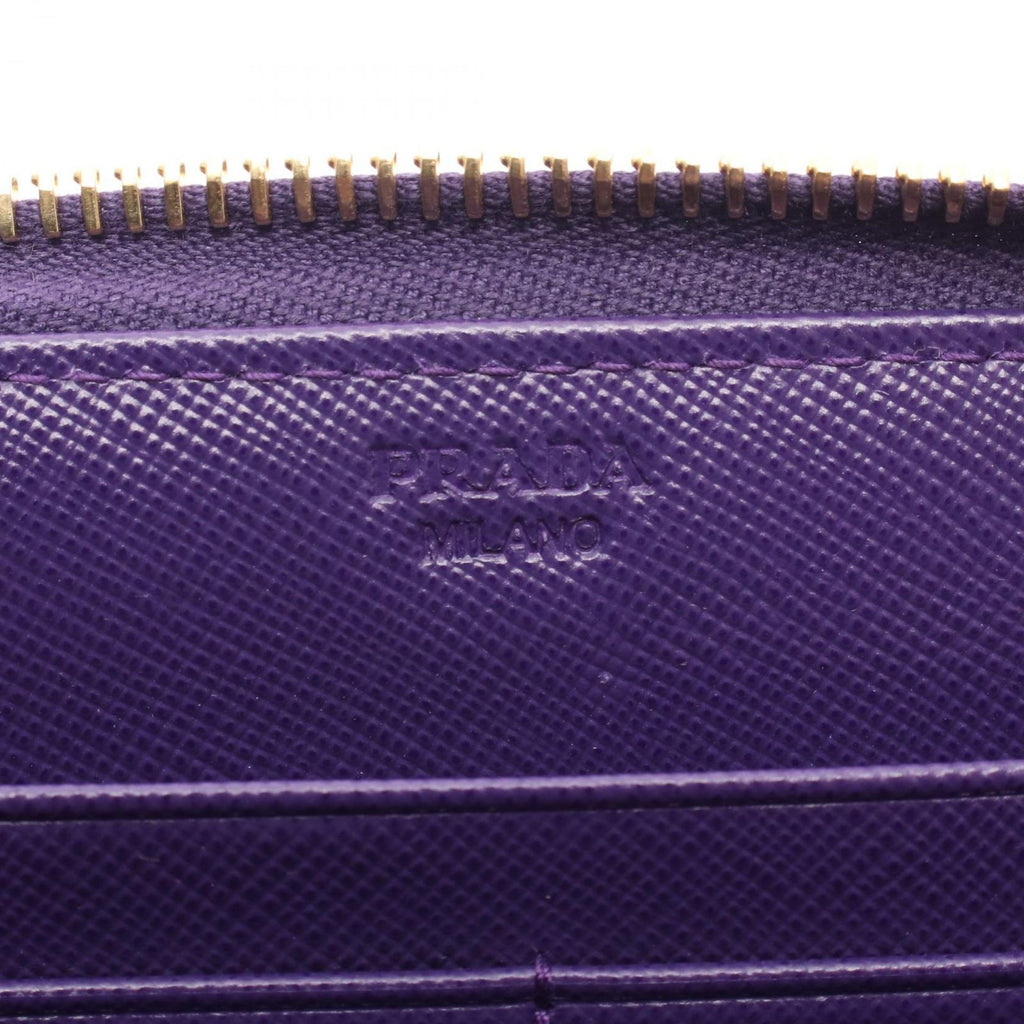 Prada Round Wallet Purple Saffiano Leather