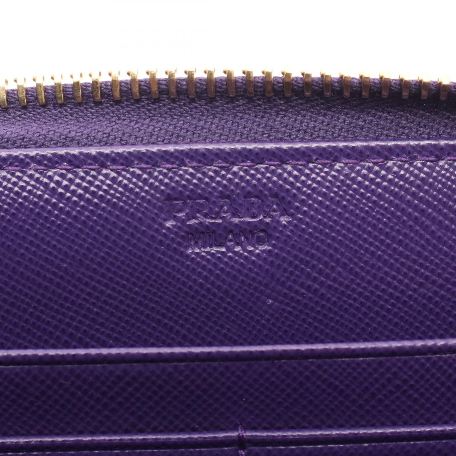 Prada Round Wallet Purple Saffiano Leather