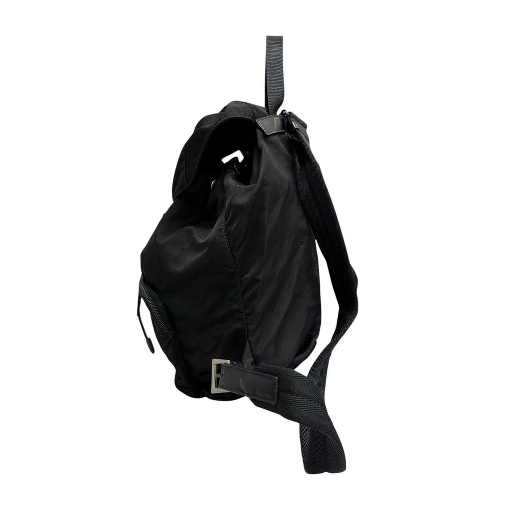 Prada Triangle Logo Black Silver Nylon Backpack — view 4