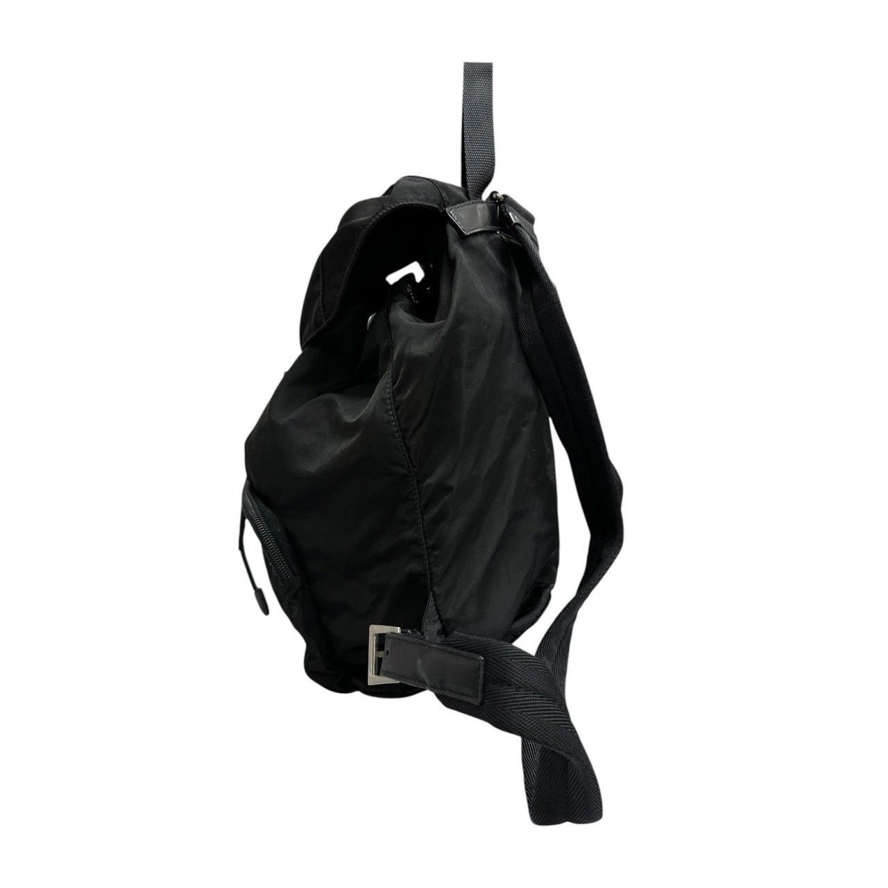 Prada Triangle Logo Black Silver Nylon Backpack — view 4