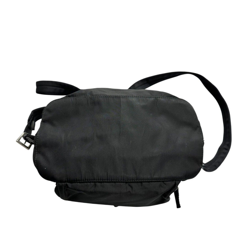 Prada Triangle Logo Black Silver Nylon Backpack — view 6
